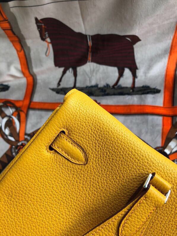 Hermes Kelly Ado Backpack In Yellow Clemence Leather